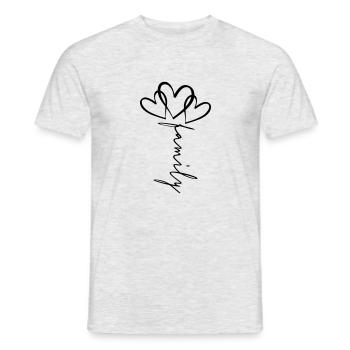 Family Schrift Herzblume - Männer T-Shirt - Grau meliert - Vorne - AI Model Male 178 dark (178cm)