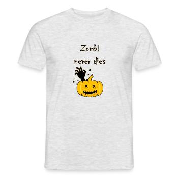 Zombi never dies - Men's T-Shirt - heather grey - Front - AI Model Male 178 dark (178cm)