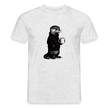 Coffee Otter - Men's T-Shirt - heather grey - Front - AI Model Male 178 dark (178cm)