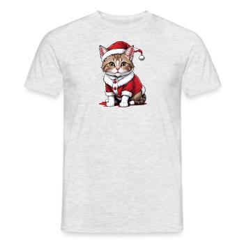 Chat de Noël Père Noël Chat Chat Chat Cadeau - T-shirt homme - gris chiné - Devant - AI Model Male 178 dark (178cm)
