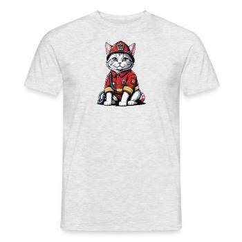 Cat Fire Brigade Cat Love Cat Lover - Men's T-Shirt - heather grey - Front - AI Model Male 178 dark (178cm)