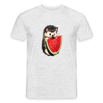 Gâterie de pastèque de hérisson - T-shirt homme - gris chiné - Devant - AI Model Male 178 dark (178cm)
