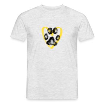 Paw print with heart, yellow - Men's T-Shirt - heather grey - Front - AI Model Male 178 dark (178cm)