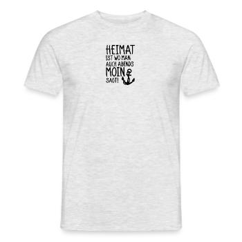 Heimat ist wo man auch abends noch Moin sagt! - Männer T-Shirt - Grau meliert - Vorne - AI Model Male 178 dark (178cm)