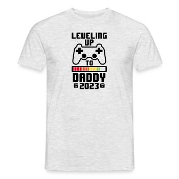 Niveau jusqu’à Père 2023 - Grossesse Hommes - T-shirt homme - gris chiné - Devant - AI Model Male 178 dark (178cm)