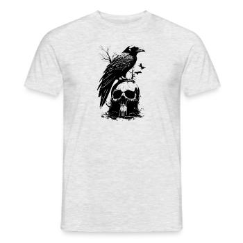 Rabe Totenkopf Wald Tier Vogel Gothic Metal - Männer T-Shirt - Grau meliert - Vorne - AI Model Male 178 dark (178cm)
