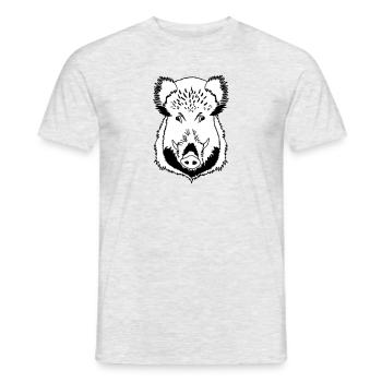 Tête de sanglier noir et blanc - T-shirt homme - gris chiné - Devant - AI Model Male 178 dark (178cm)