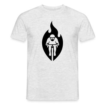 Cyclistes sur route en flammes – logo stylisé - T-shirt homme - gris chiné - Devant - AI Model Male 178 dark (178cm)