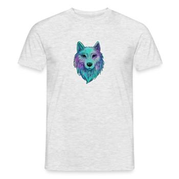 Wolf Kopf Wolfhead Zeichnung Kunst Illustration - Männer T-Shirt - Grau meliert - Vorne - AI Model Male 178 dark (178cm)