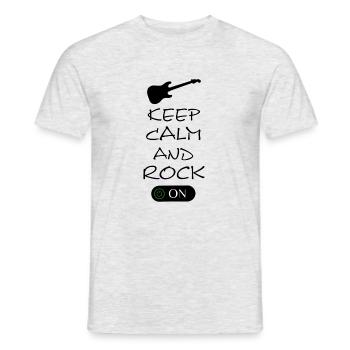 Keep Calm and Rock On mit Gitarre - Männer T-Shirt - Grau meliert - Vorne - AI Model Male 178 dark (178cm)