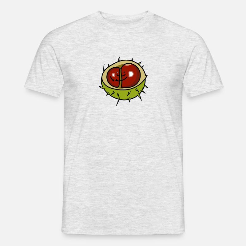 Kastanie Paar Liebe - Männer T-Shirt - Grau meliert