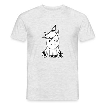 Süßes Einhorn,Glitzer Sitzend am Boden - Männer T-Shirt - Grau meliert - Vorne - AI Model Male 178 dark (178cm)