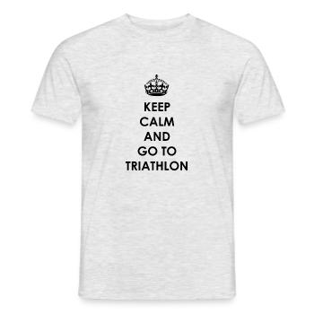 Triatlon svømme cykelløb - Mænd T-shirt - grå meleret - Foran - AI Model Male 178 dark (178cm)