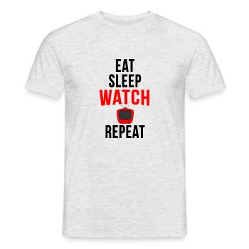 Eat sleep tv repeat - Men's T-Shirt - heather grey - Front - AI Model Male 178 dark (178cm)
