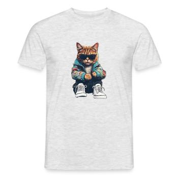 Cool Cat - Men's T-Shirt - heather grey - Front - AI Model Male 178 dark (178cm)