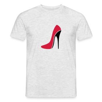 Stiletto sexy / talon haut - trois - T-shirt homme - gris chiné - Devant - AI Model Male 178 dark (178cm)