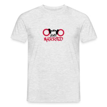 Juste mariés menottes commencés drôle - T-shirt homme - gris chiné - Devant - AI Model Male 178 dark (178cm)