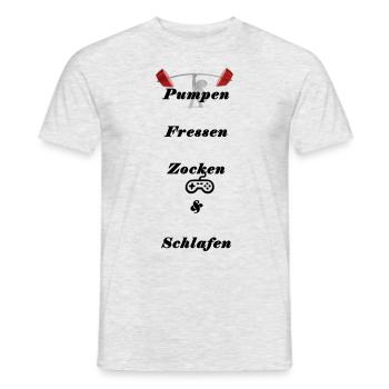 Pumper und Zocker Kleidung - Männer T-Shirt - Grau meliert - Vorne - AI Model Male 178 dark (178cm)