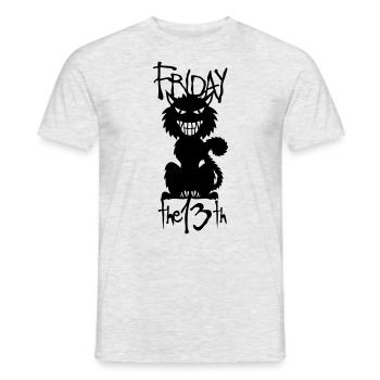 chat noir cat mechant friday 13 - T-shirt homme - gris chiné - Devant - AI Model Male 178 dark (178cm)