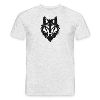 Wolfskopf, Wildtiersymbol - Männer T-Shirt - Grau meliert - Vorne - AI Model Male 178 dark (178cm)