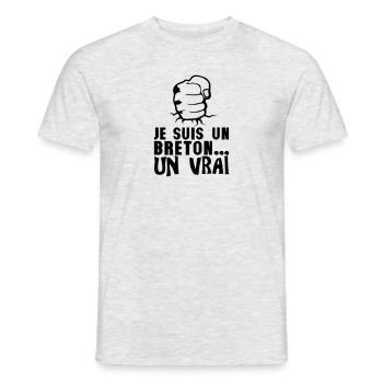 breton vrai poing frappe ferme citation - T-shirt homme - gris chiné - Devant - AI Model Male 178 dark (178cm)