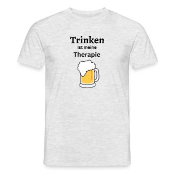 Trinken ist meine Therapie - Männer T-Shirt - Grau meliert - Vorne - AI Model Male 178 dark (178cm)