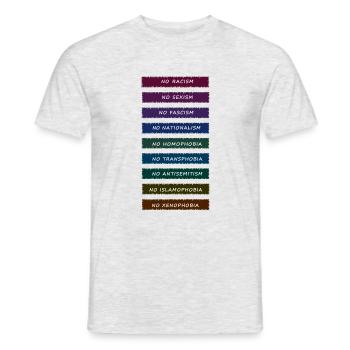 Gegen Rassissmus, gegen Sexismus - Männer T-Shirt - Grau meliert - Vorne - AI Model Male 178 dark (178cm)