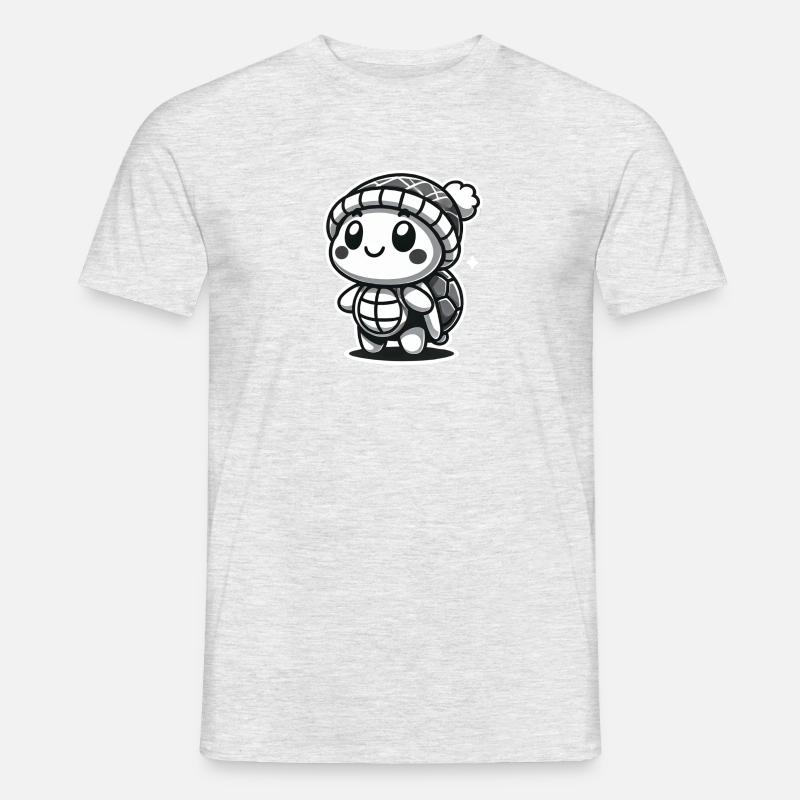Curious Turtle - Hat Explorer - Männer T-Shirt - Grau meliert