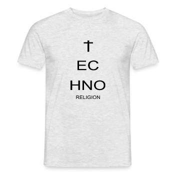 Techno Religion - Déclaration du Festival de musique électro - T-shirt homme - gris chiné - Devant - AI Model Male 178 dark (178cm)