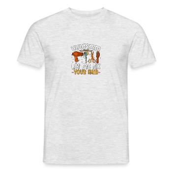 Uuummm laissez-moi réparer votre coiffeur - T-shirt homme - gris chiné - Devant - AI Model Male 178 dark (178cm)