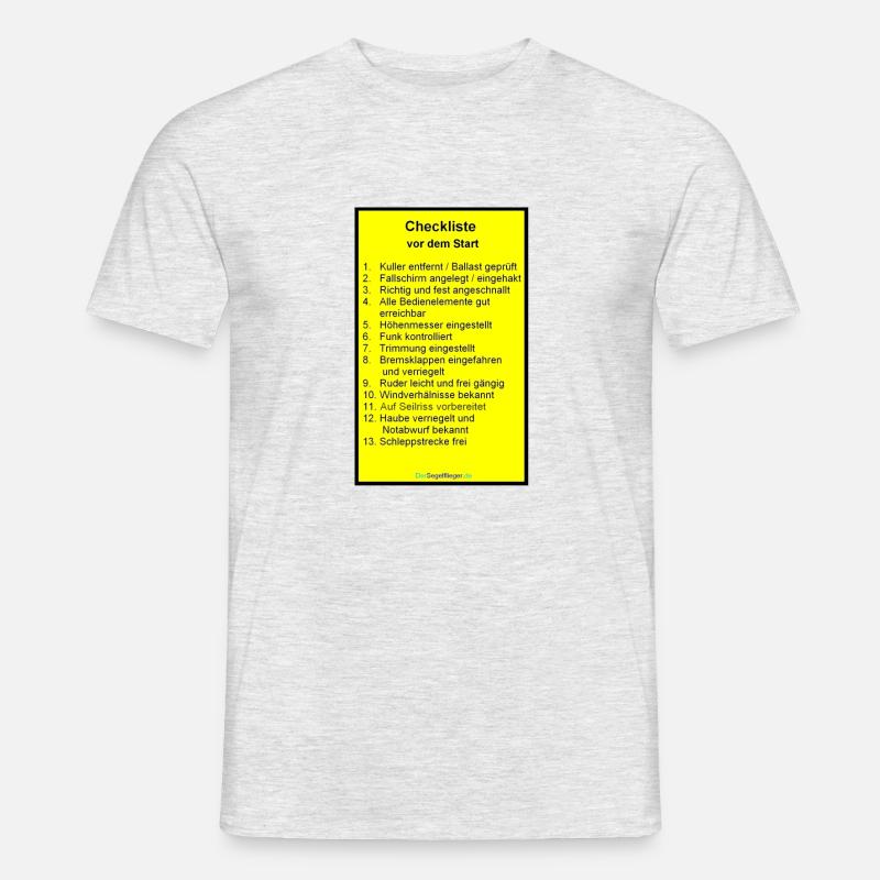Checkliste Segelflugzeug - Männer T-Shirt - Grau meliert