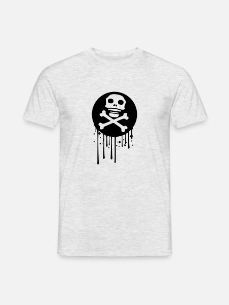 graffiti drip circle pirate logo rudder steering wheel on - Men's T-Shirt - heather grey