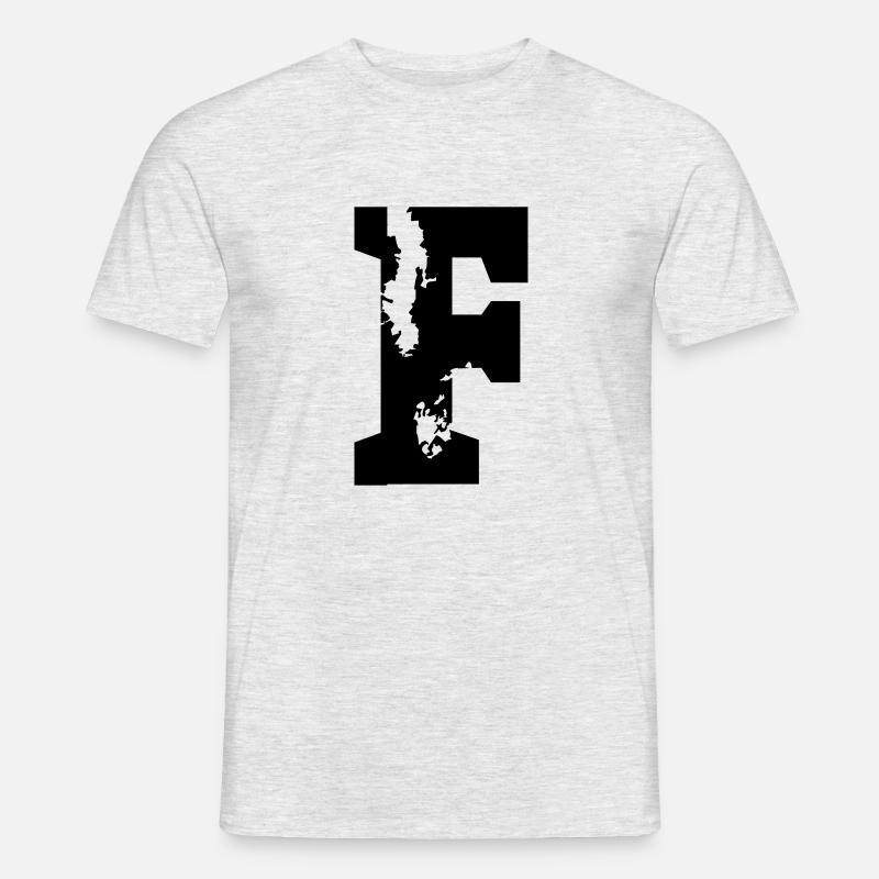 F - Buchstabe - Männer T-Shirt - Grau meliert