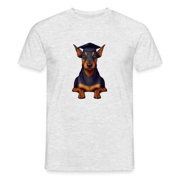 Bachelor Dogs Doberman Studies School Leaving Certificate - Men's T-Shirt - heather grey - Front - AI Model Male 178 dark (178cm)