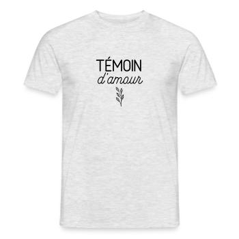 Témoin d'amour - T-shirt homme - gris chiné - Devant - AI Model Male 178 dark (178cm)