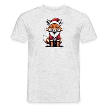 Fuchs Fox Weihnachtsmann Süß Geschenk für Frauen - Männer T-Shirt - Grau meliert - Vorne - AI Model Male 178 dark (178cm)