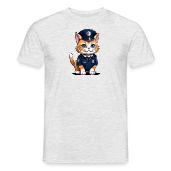 Cats Policeman Cat Cop Gift Police - Men's T-Shirt - heather grey - Front - AI Model Male 178 dark (178cm)