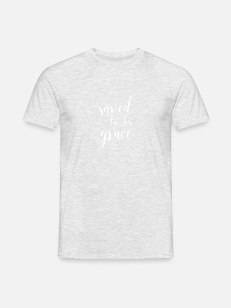Gered door zijn genade - Heren T-shirt - grijs gemêleerd
