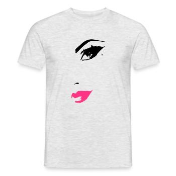 Schöne weibliche Gesicht - Männer T-Shirt - Grau meliert - Vorne - AI Model Male 178 dark (178cm)