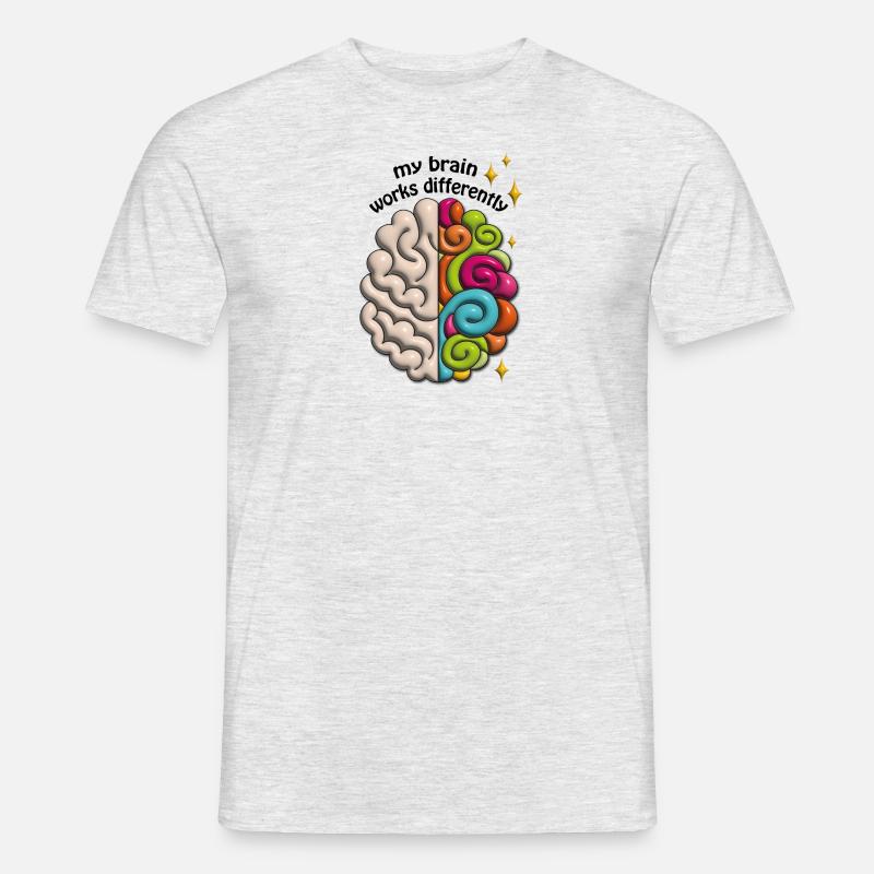My brain works differently - Männer T-Shirt - Grau meliert