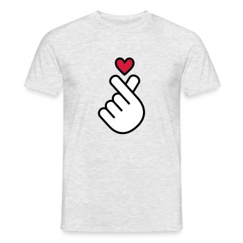 Coeur K-pop, symbole de la musique pop Corée K, doigt, main - T-shirt homme - gris chiné - Devant - AI Model Male 178 dark (178cm)