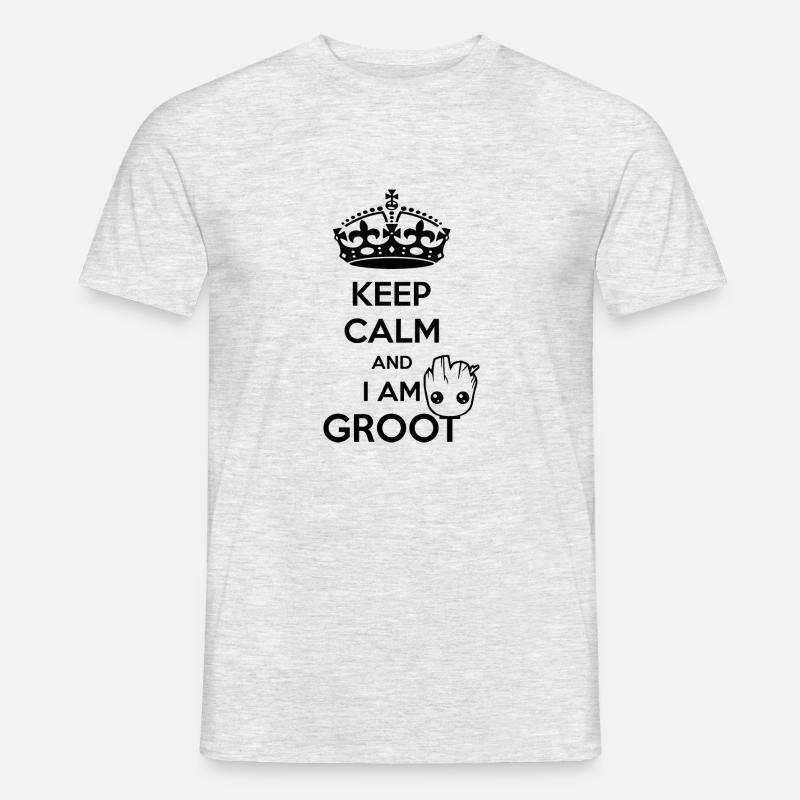Keep Calm and I am Groot - Männer T-Shirt - Grau meliert