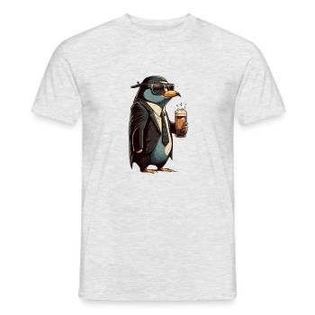 Pingouin décontracté avec de la bière en costume - T-shirt homme - gris chiné - Devant - AI Model Male 178 dark (178cm)