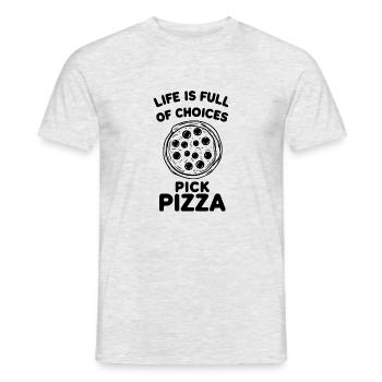 Das Leben ist voller Auswahlmöglichkeiten Pizza auswählen - Männer T-Shirt - Grau meliert - Vorne - AI Model Male 178 dark (178cm)