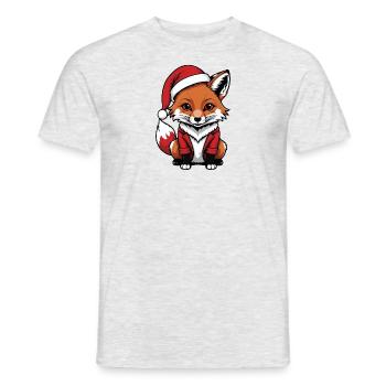 Fuchs Fox Weihnachtsmann Süß Geschenk für Frauen - Männer T-Shirt - Grau meliert - Vorne - AI Model Male 178 dark (178cm)