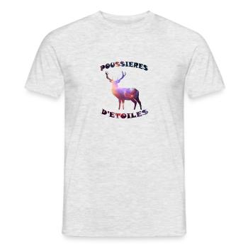 cerf poussières d étoiles - T-shirt homme - gris chiné - Devant - AI Model Male 178 dark (178cm)