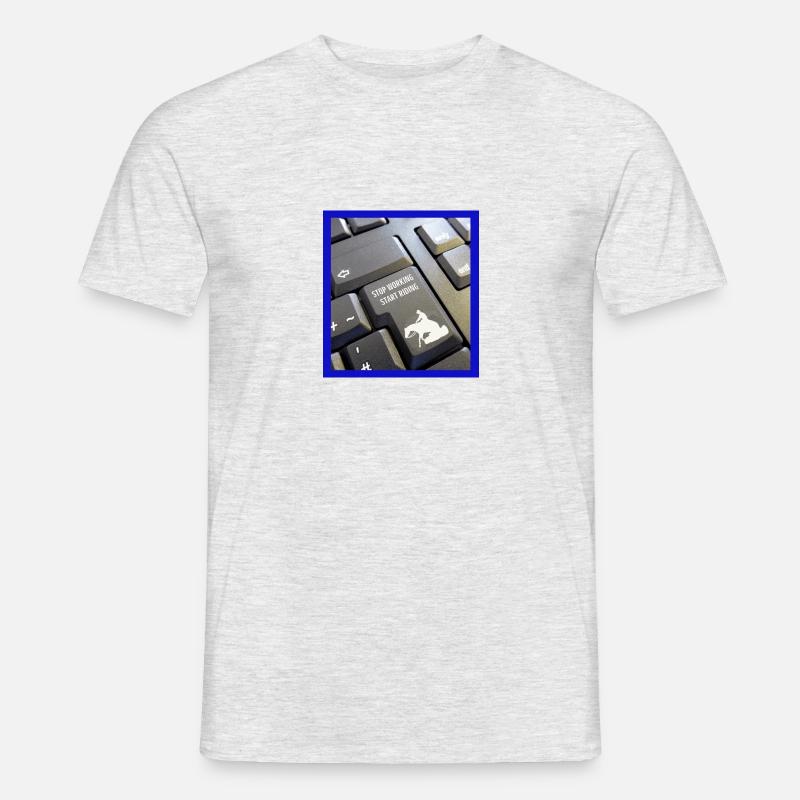 Stop working start riding - Männer T-Shirt - Grau meliert