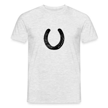 Porte-bonheur fer à cheval - T-shirt homme - gris chiné - Devant - AI Model Male 178 dark (178cm)