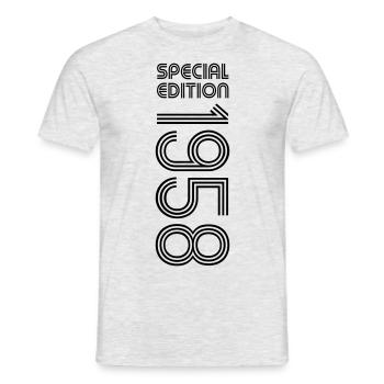 Special Edition 1958 - Geburtstag 1958 Farbwechsel - Männer T-Shirt - Grau meliert - Vorne - AI Model Male 178 dark (178cm)