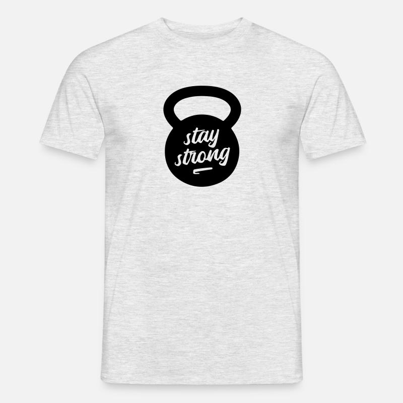 stay strong KETTLEBELL - Männer T-Shirt - Grau meliert